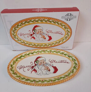 Fitz and Floyd Vintage Santa Sentiment Tray in Original Box